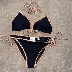 Burberry Navy Bikini with Check Accents